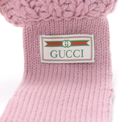 Gucci Wool Tricot Logo Bibiglove Gloves M Rose Mole 3 of 5