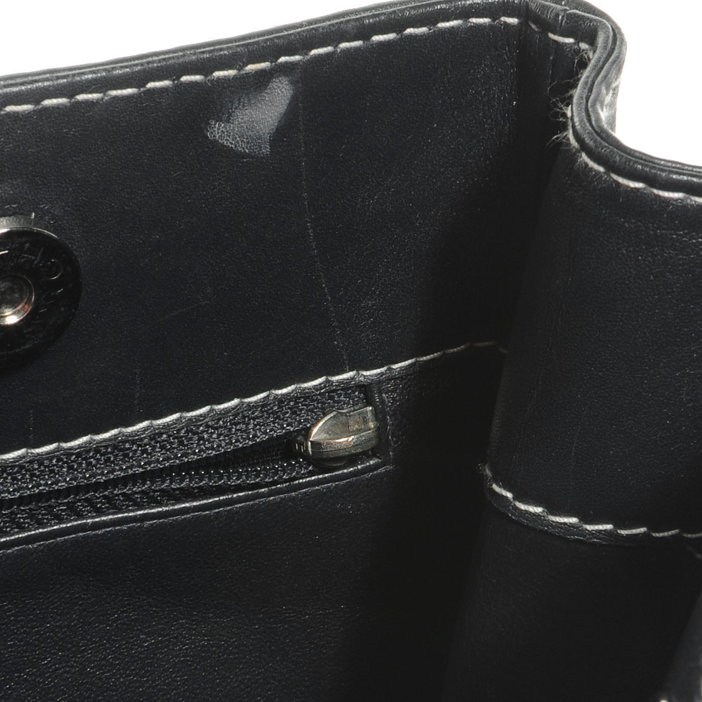 Chanel Leather Contrast Stitch Surpique Shoulder Bag Navy 7 of 8