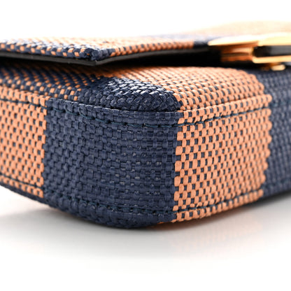 Fendi Raffia Pequin Gingham Woven Nano Baguette Charm Blue Ruggine 8 of 9