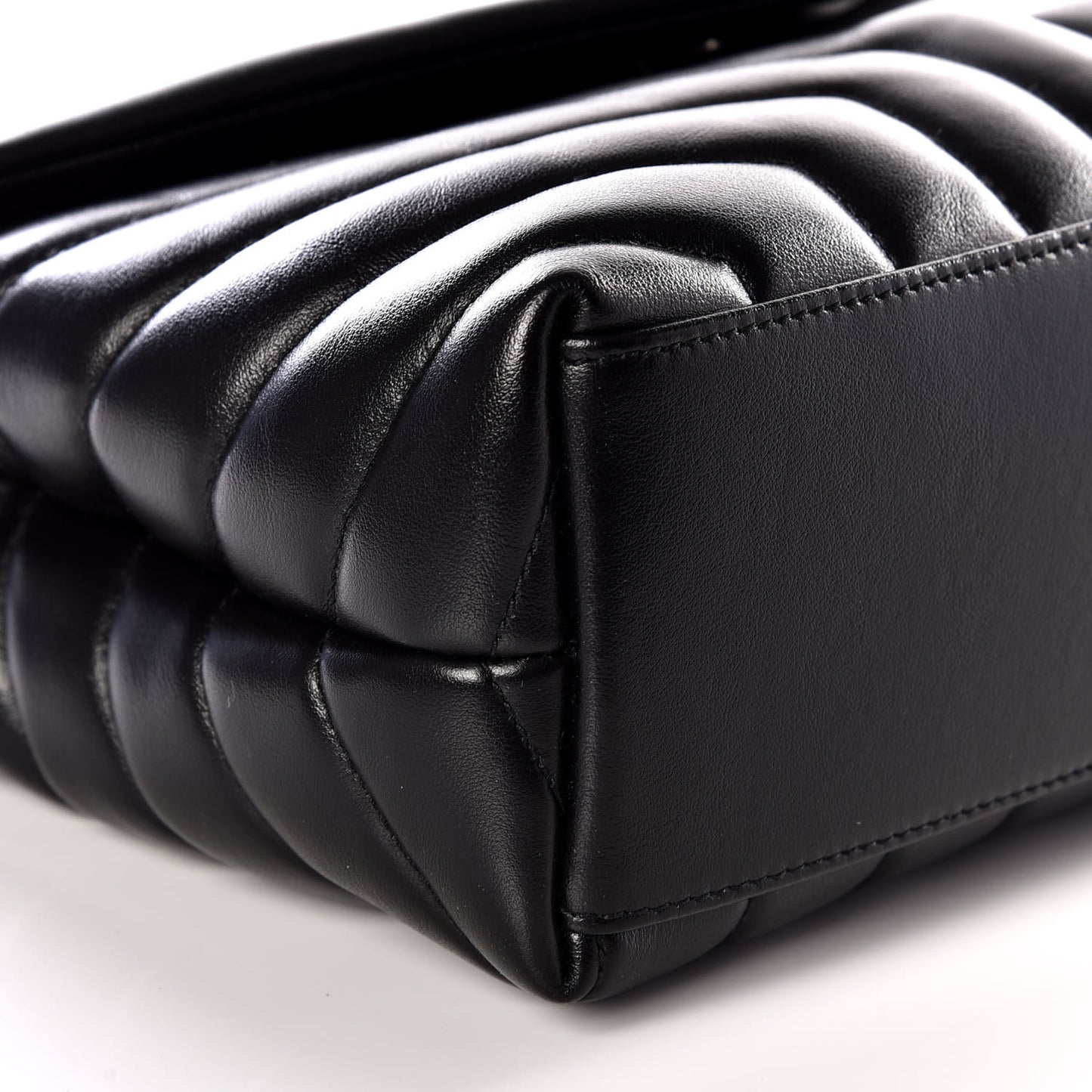 Calfskin Y Quilted Monogram Small Loulou Chain Satchel Black