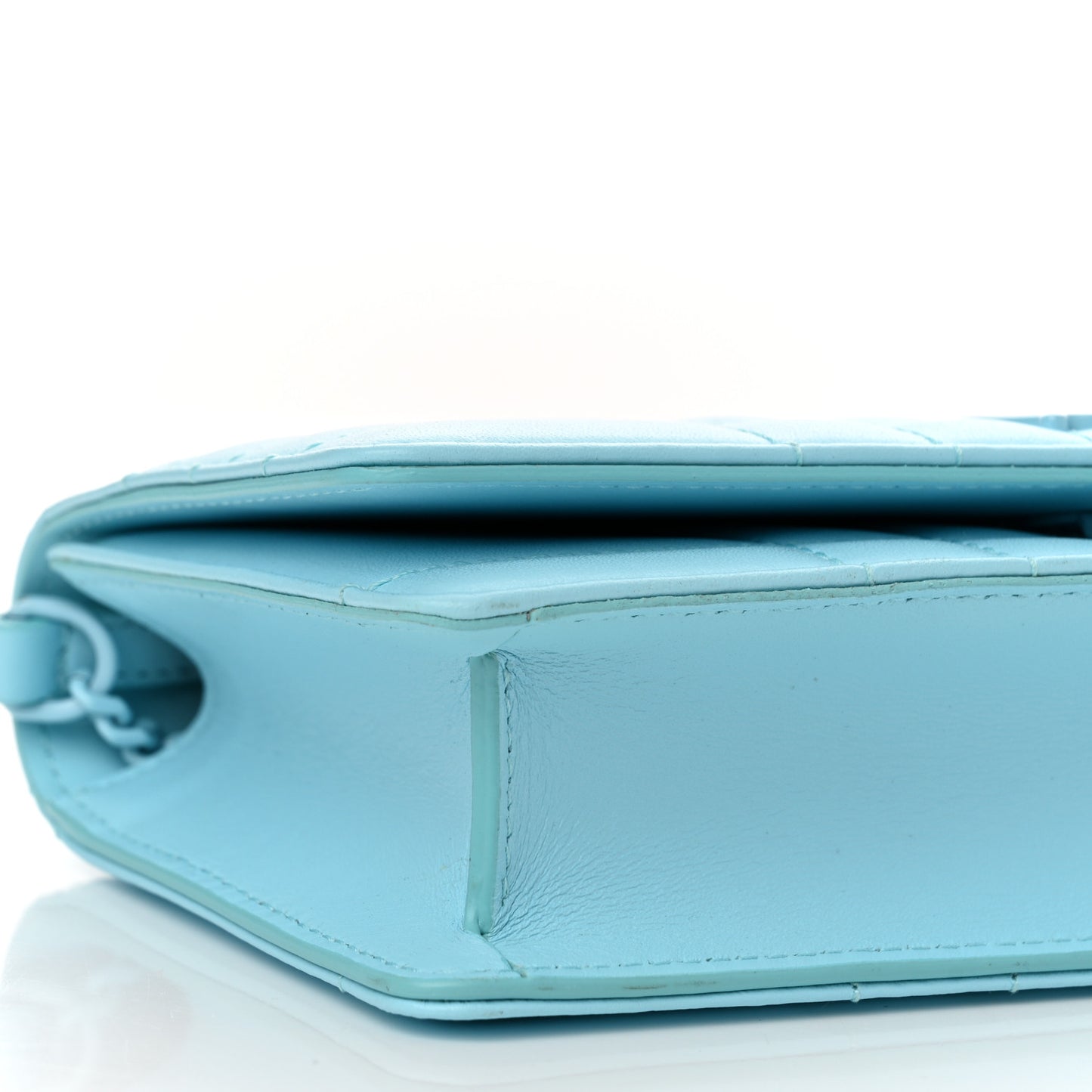 Lambskin Quilted Lola Clutch On Chain Cool Sky Blue