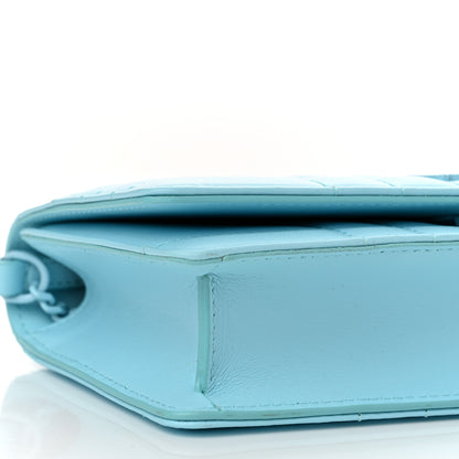 Burberry Lambskin Quilted Lola Clutch On Chain Cool Sky Blue 8 of 10