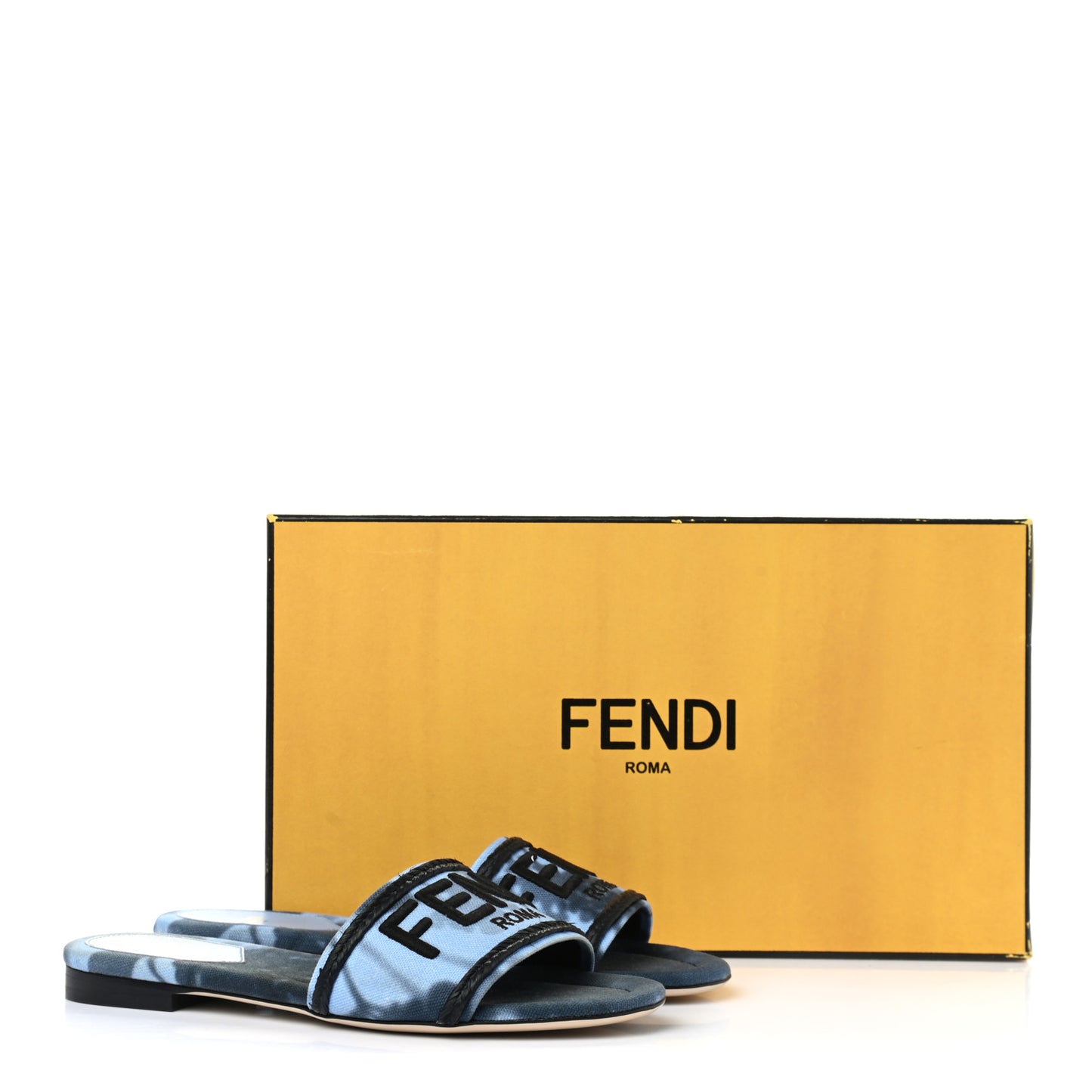 Canvas Floral Print Logo Flat Slide Sandals 35.5 Sagittarius Black