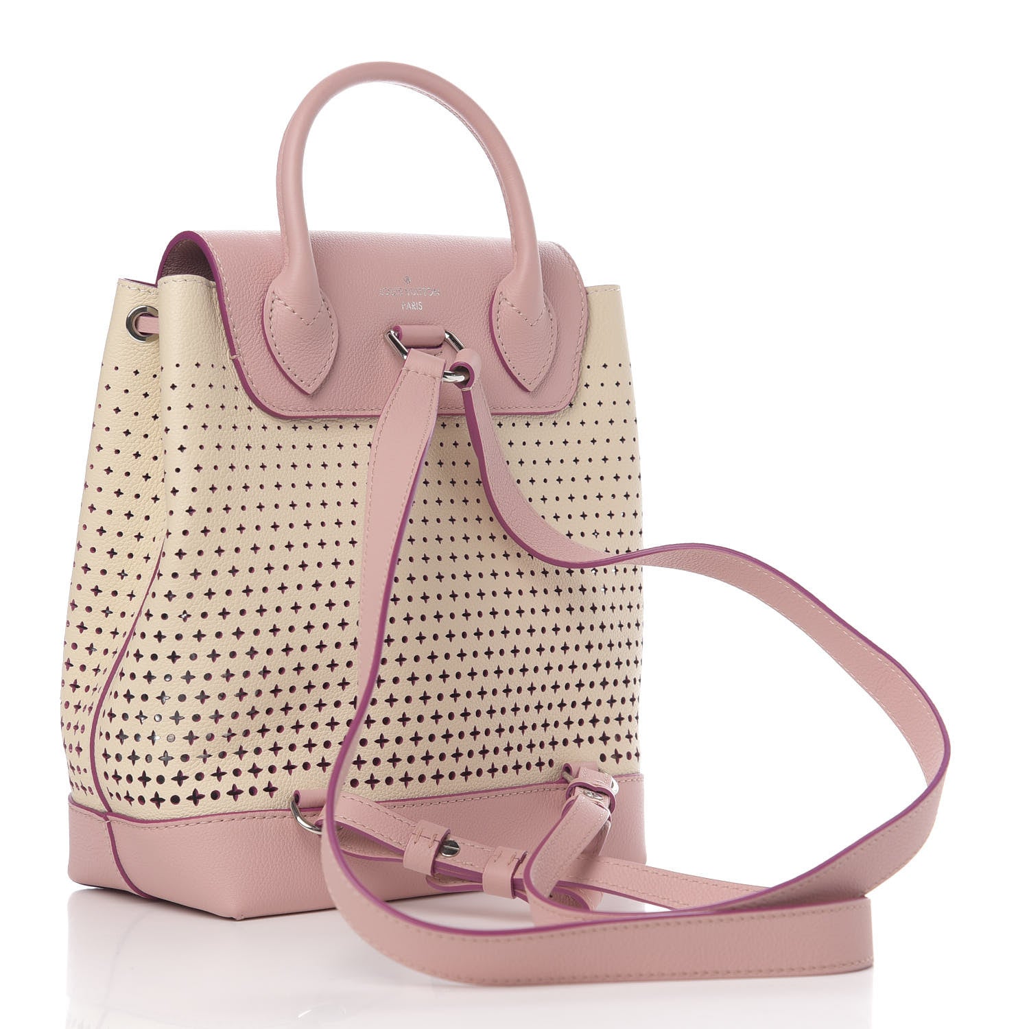 Louis Vuitton Perforated Calfskin Lockme Backpack Rose Poudre Creme 2 of 9