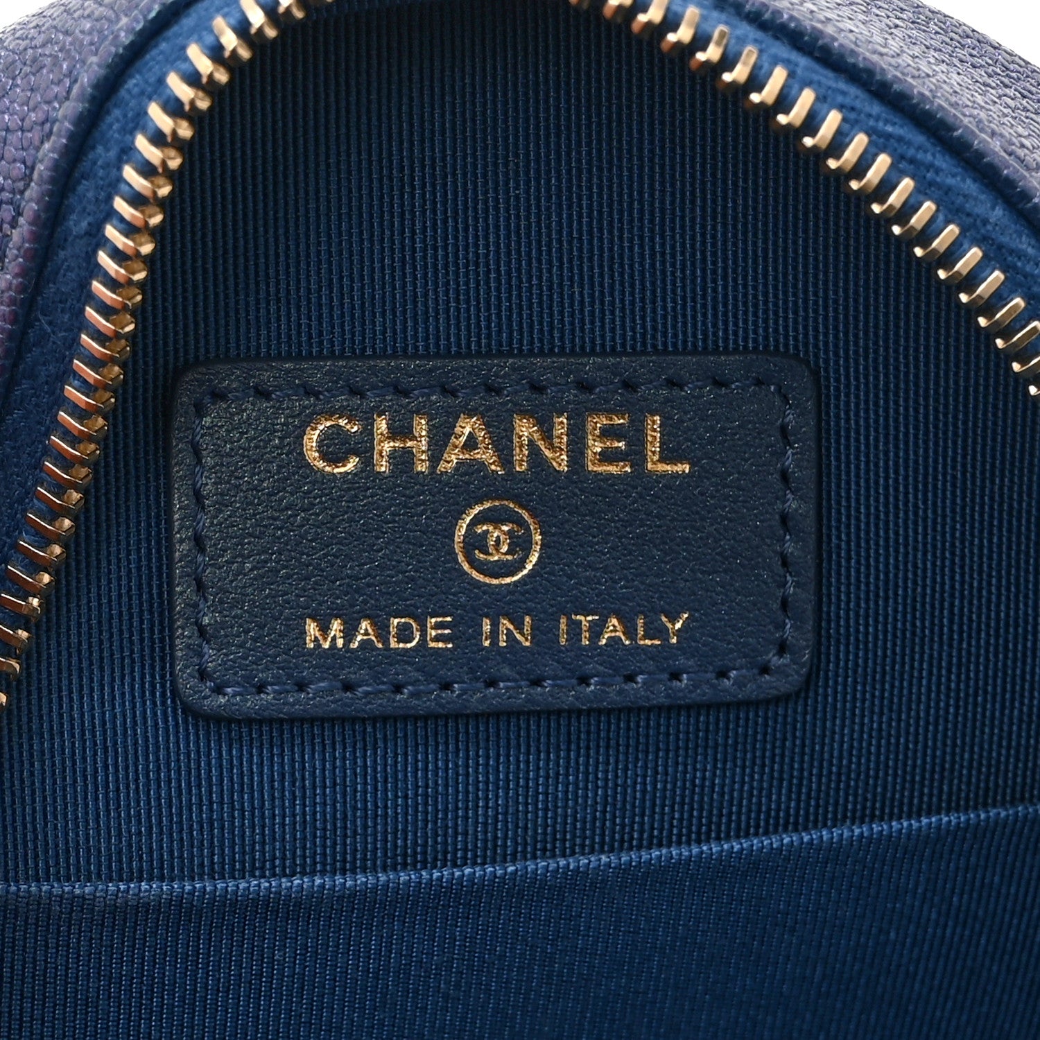 Chanel Iridescent Caviar Quilted Round Clutch With Chain Blue 6 of 10