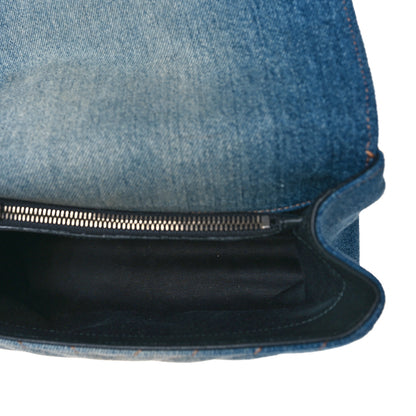 Saint Laurent Washed Denim Matelasse Chevron Monogram Medium College Bag Blue Cinnamon 5 of 10