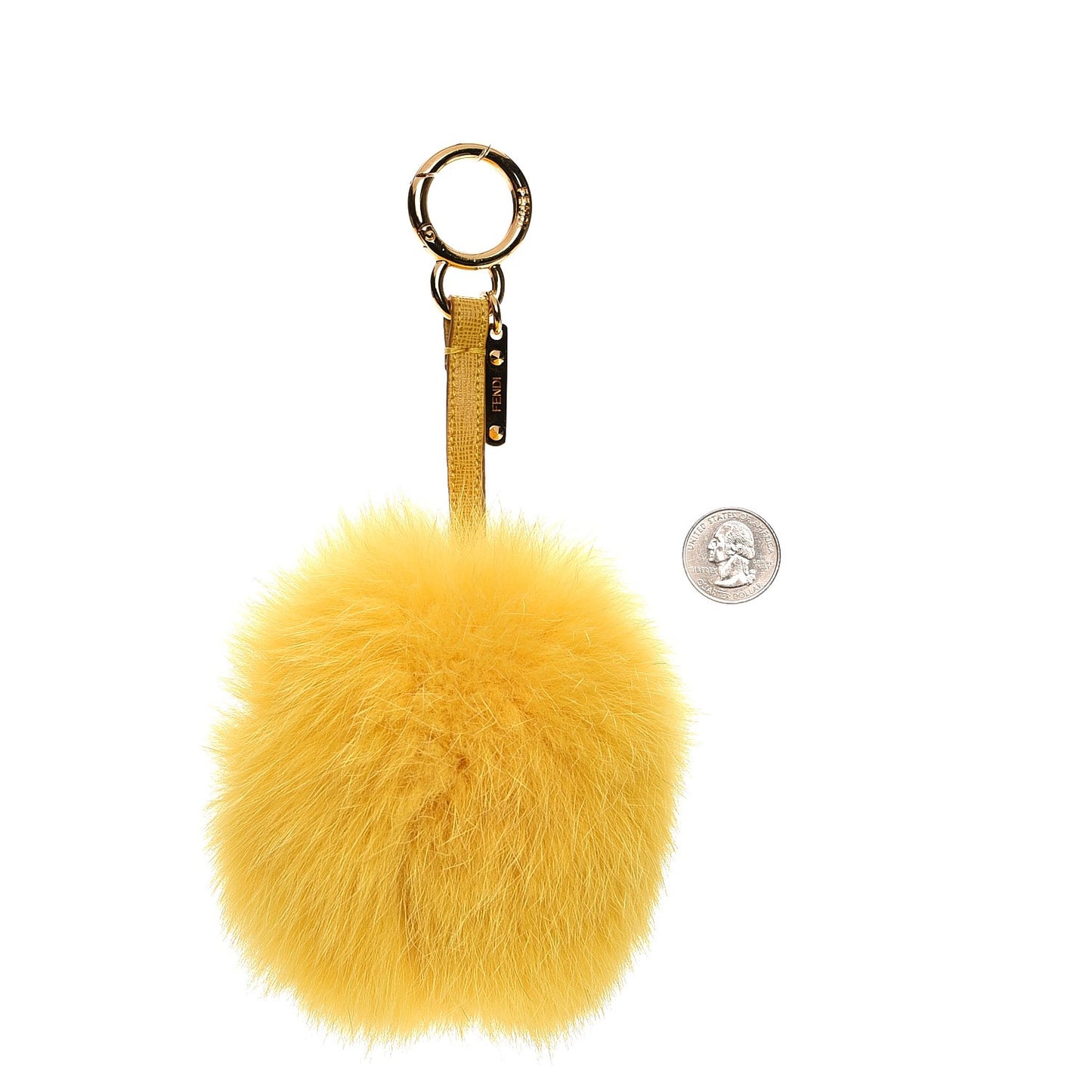 Fox Fur Pom Pom Bag Charm Yellow