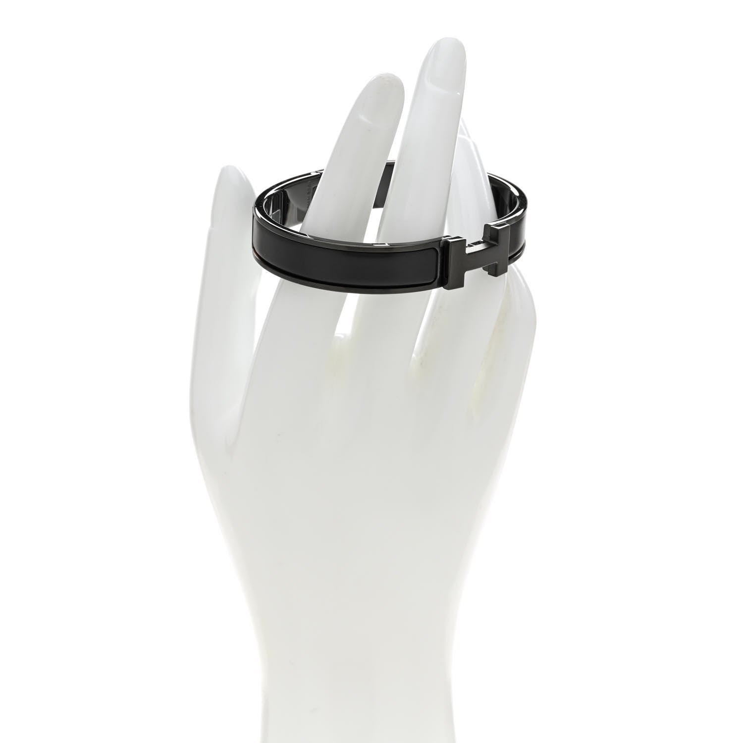 Hermes Matte Enamel Narrow Clic Clac HH Bracelet T5 So Black 2 of 5