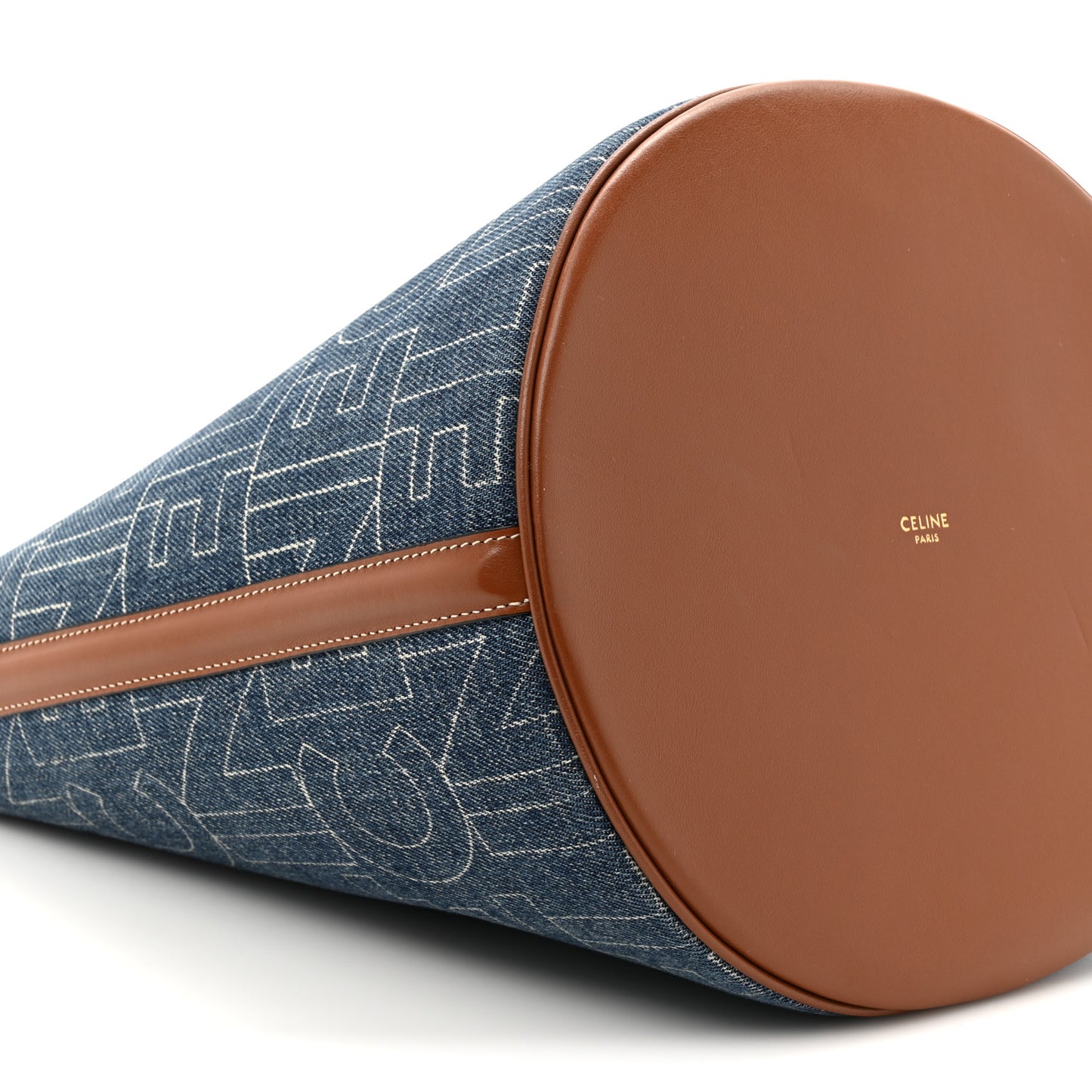 Denim Calfskin Logo Bucket 16 Bag Blue