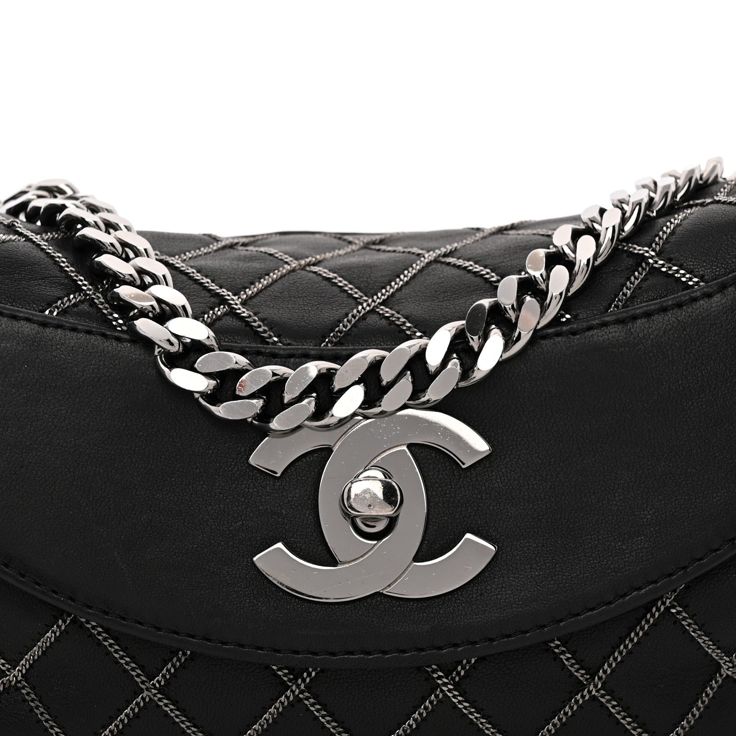 Chanel Lambskin Chain Stitch Clutch Black 8 of 12