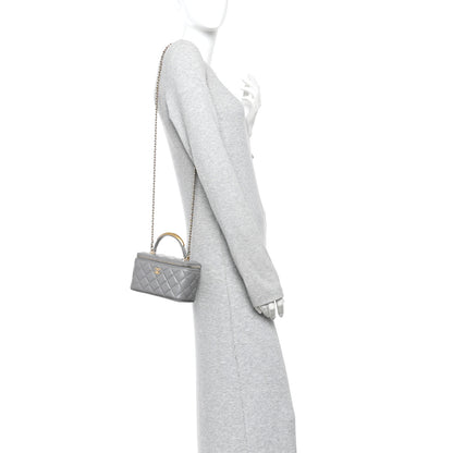 Chanel Lambskin Quilted Metal Small Top Handle Vanity Case With Chain Grey 2 of 11