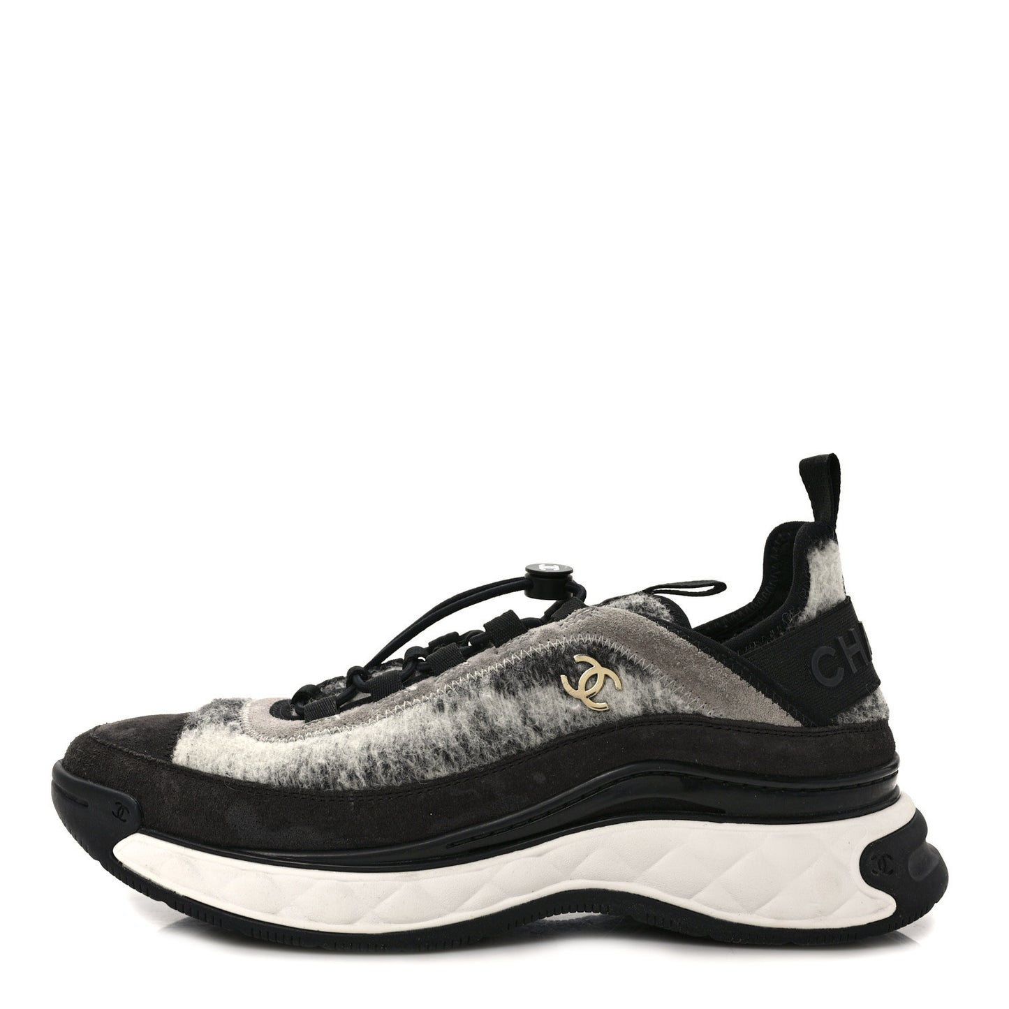 Fabric Suede Calfskin CC Sneakers 39.5 Gray