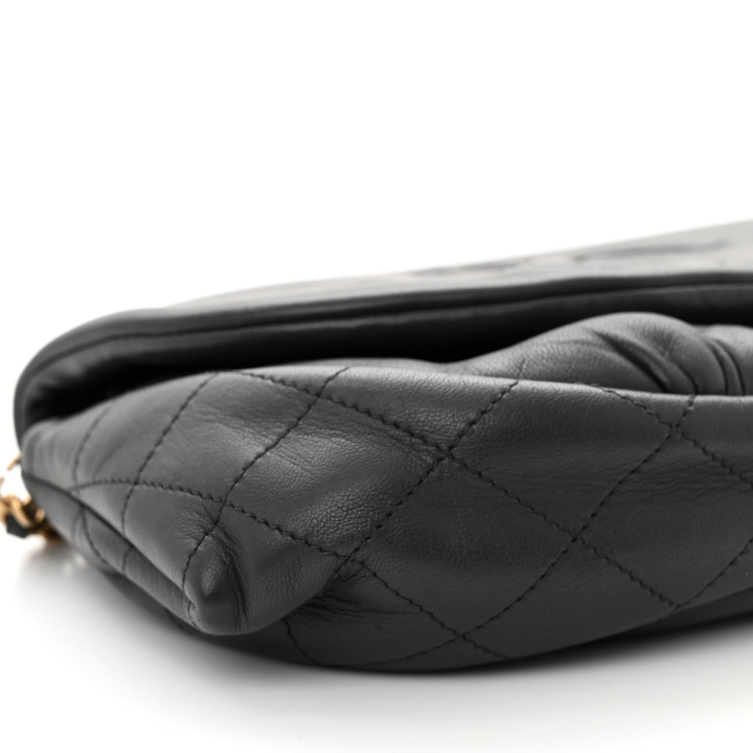 Chanel Lambskin Quilted Half Moon Wallet On Chain WOC Dark Grey 10 of 12