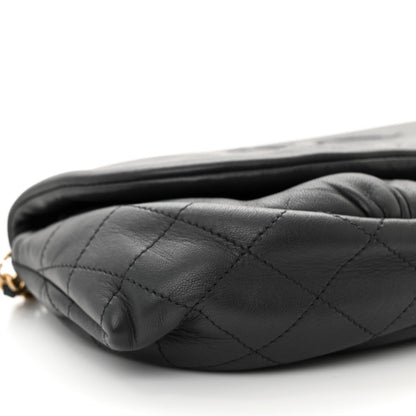 Chanel Lambskin Quilted Half Moon Wallet On Chain WOC Dark Grey 10 of 12