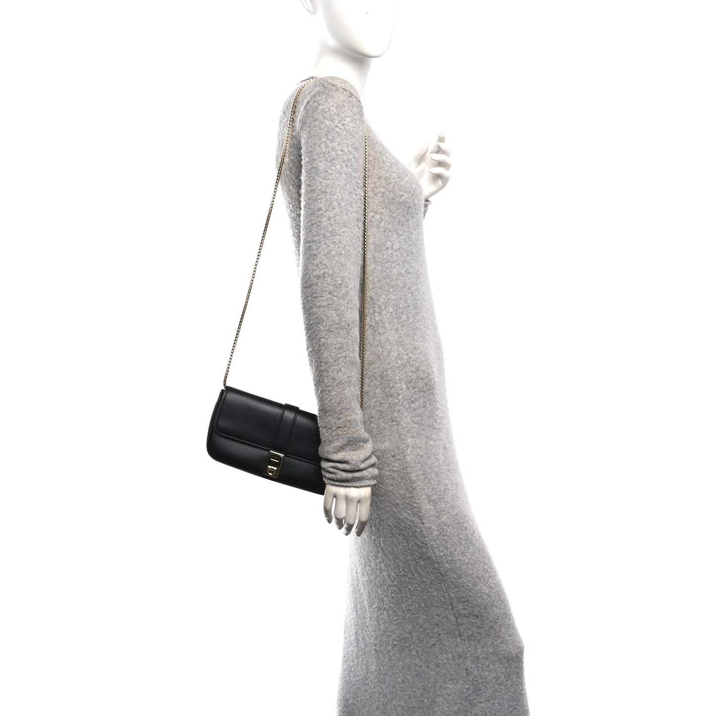 Calfskin Archive Gancini Flap Crossbody Black