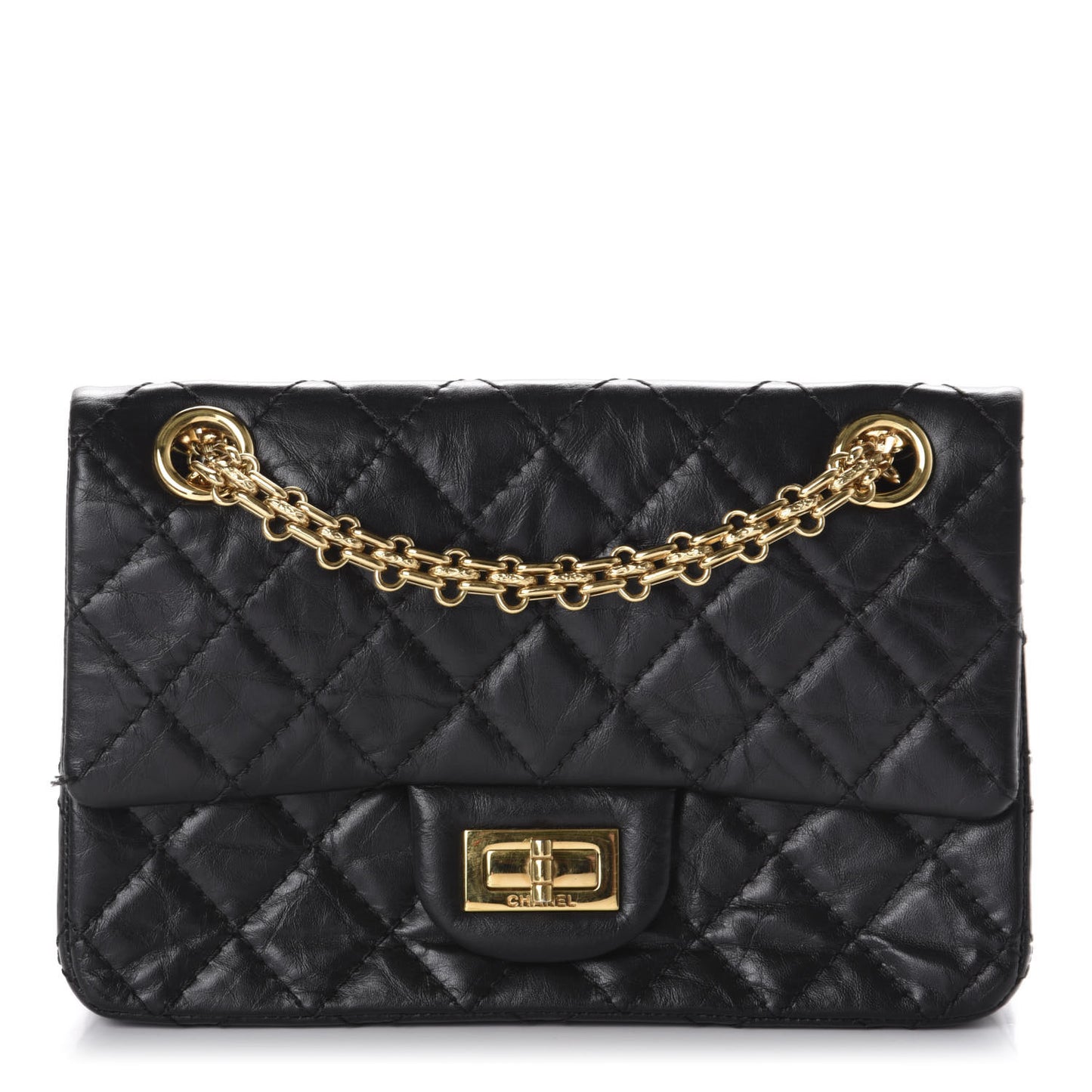 Aged Calfskin Quilted 2.55 Reissue Mini Flap Black
