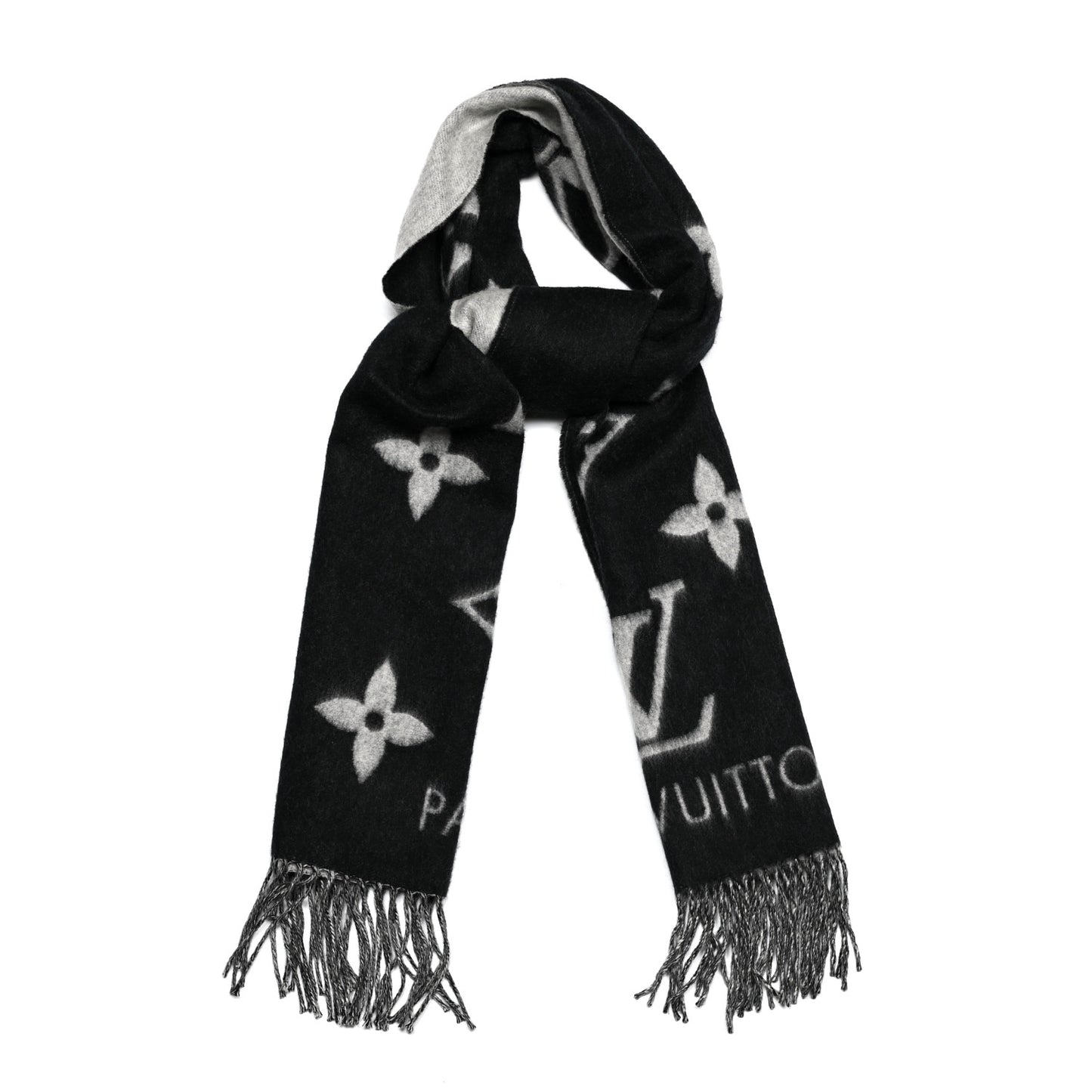 Cashmere Monogram Reykjavik Scarf Black