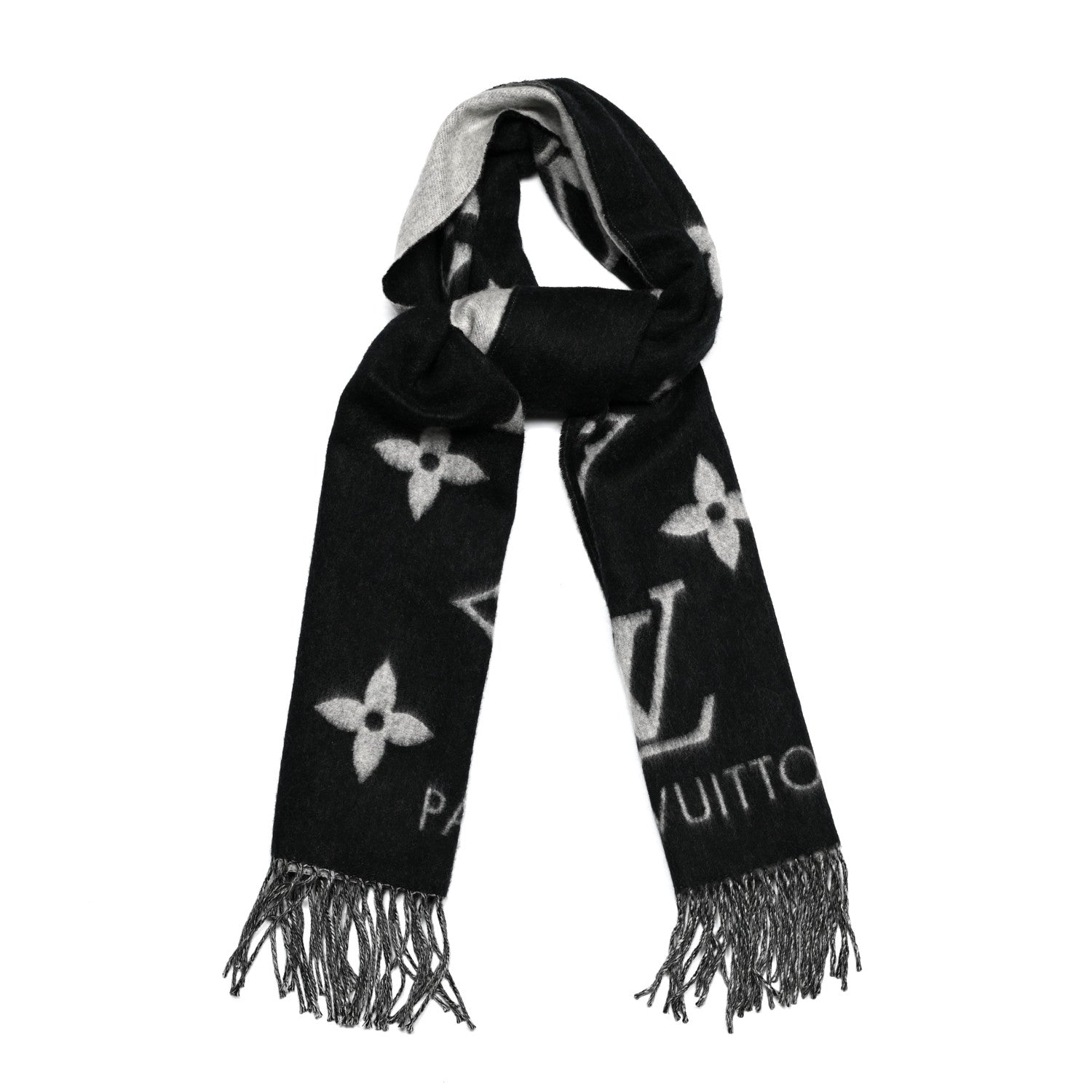 Louis Vuitton Cashmere Monogram Reykjavik Scarf Black 1 of 4