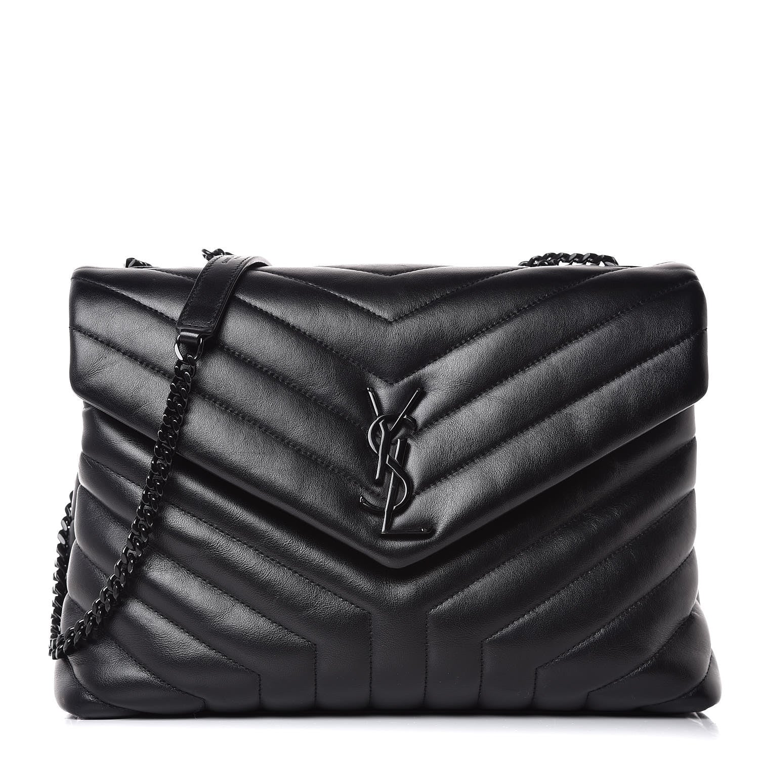 Saint Laurent Calfskin Y Quilted Monogram Medium Loulou Chain Satchel Black 1 of 10
