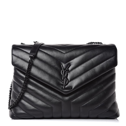 Saint Laurent Calfskin Y Quilted Monogram Medium Loulou Chain Satchel Black 1 of 10
