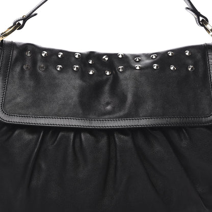 Fendi Lambskin Studded Large Chef Shoulder Bag Black 8 of 12