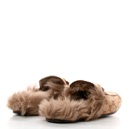 Gucci GG Monogram Fur Mens Princetown Slippers 7 Beige Ruggine Rust 4 of 8