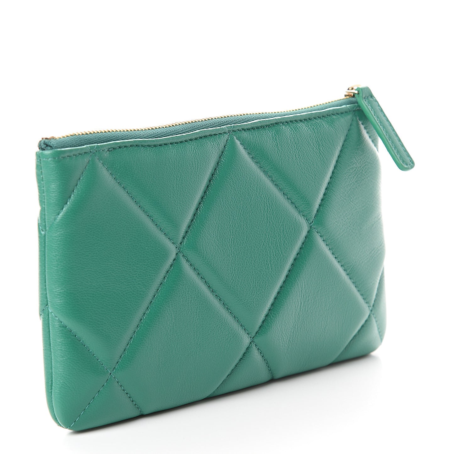 Goatskin Quilted 19 Cosmetic Case Green