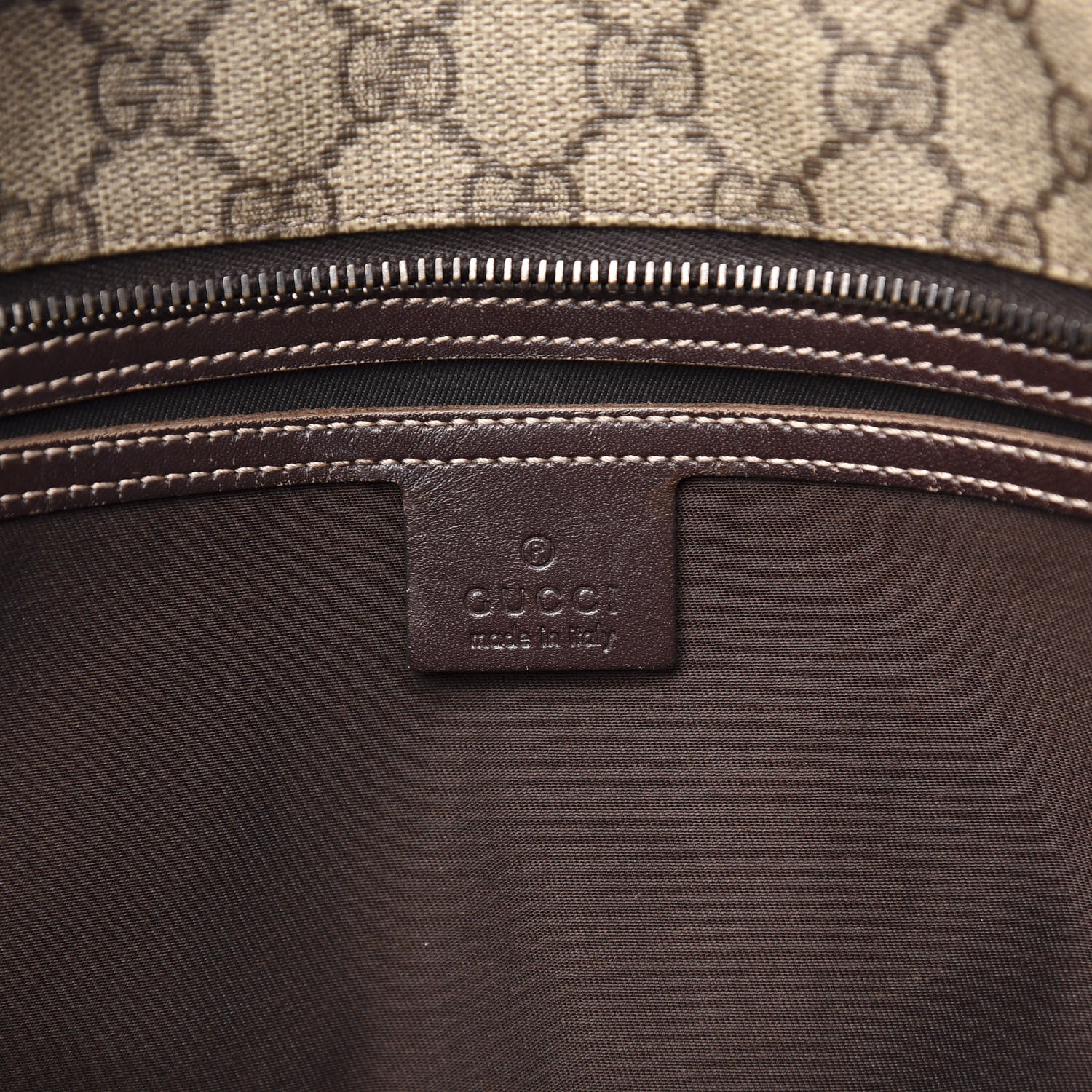 Gucci GG Supreme Monogram Medium Zippered Shopping Tote Dark Brown 6 of 12