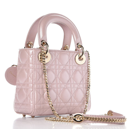 Christian Dior Metallic Lambskin Cannage Mini Lady Dior Lotus 3 of 7