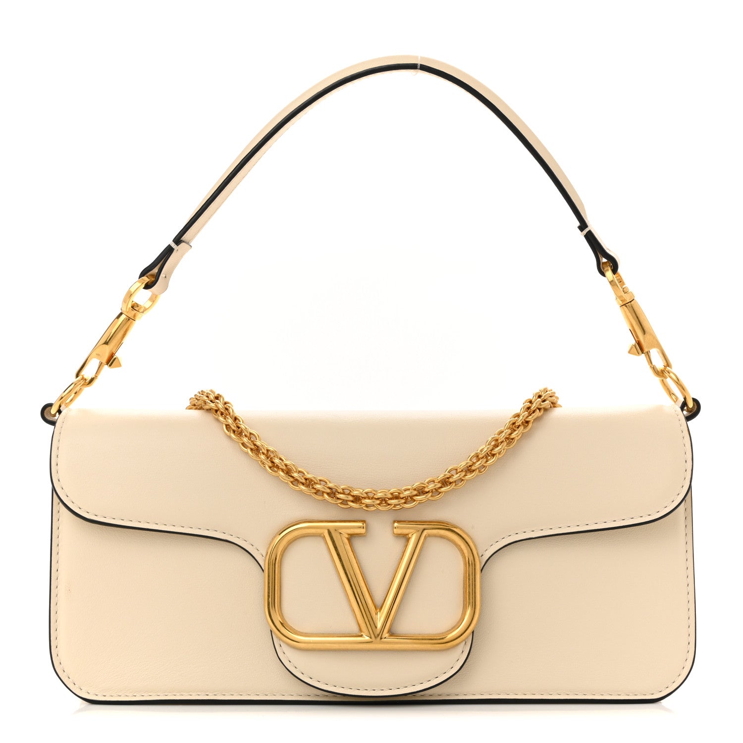 Valentino Garavani Calfskin Vlogo Loco Shoulder Bag Light Ivory 1 of 11