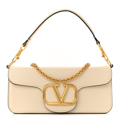 Valentino Garavani Calfskin Vlogo Loco Shoulder Bag Light Ivory 1 of 11