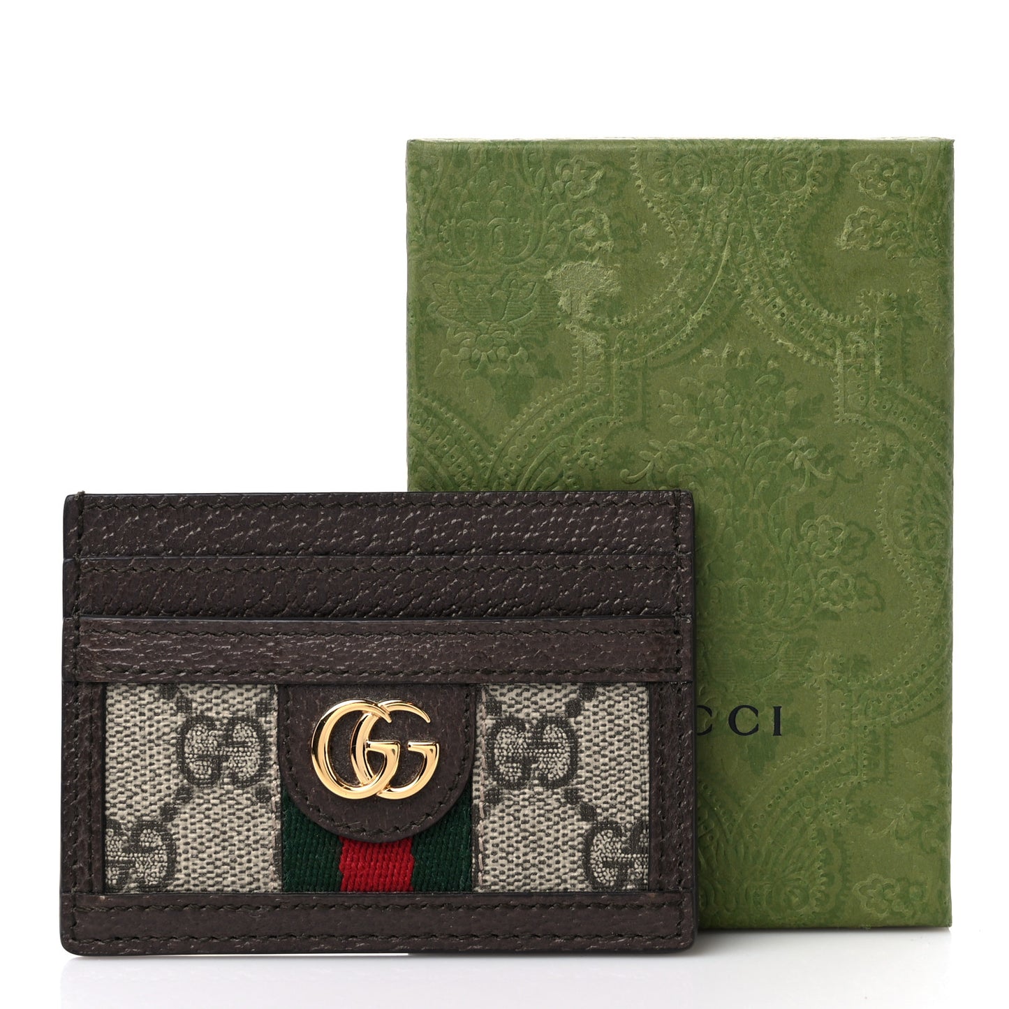 GG Supreme Monogram Ophidia Card Holder Brown