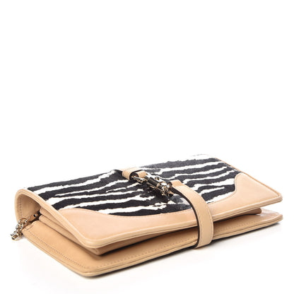 Gucci Calf Hair Zebra Print Piston Broadway Evening Bag Beige 4 of 9