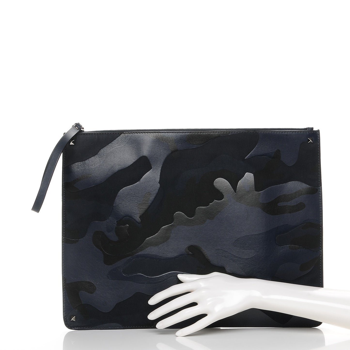 Nappa Canvas Camouflage Large Zip Pouch Blue