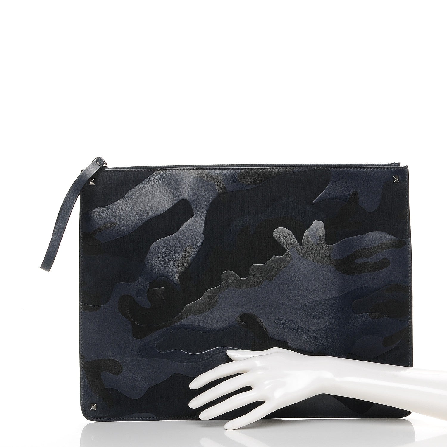 Valentino Garavani Nappa Canvas Camouflage Large Zip Pouch Blue 2 of 7
