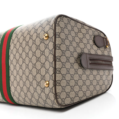 Gucci GG Supreme Monogram Textured Dollar Calfskin Web Medium Ophidia Carry-On Duffle Bag Beige Ebony New Acero 9 of 9