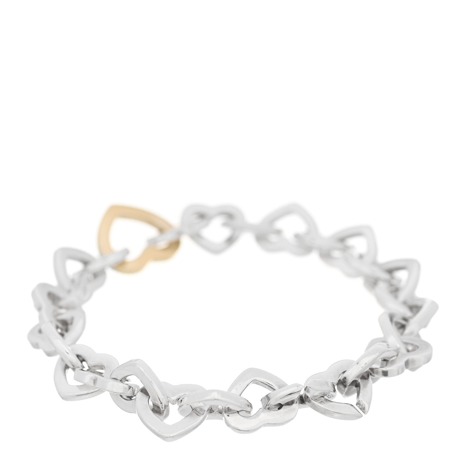 Tiffany Sterling Silver 18K Yellow Gold Heart Links Bracelet 2 of 6