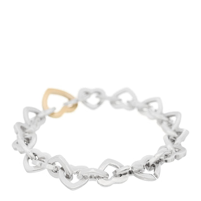 Tiffany Sterling Silver 18K Yellow Gold Heart Links Bracelet 2 of 6