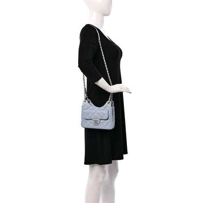 Chanel Caviar Quilted Small Wavy CC Hobo Light Blue 2 of 8