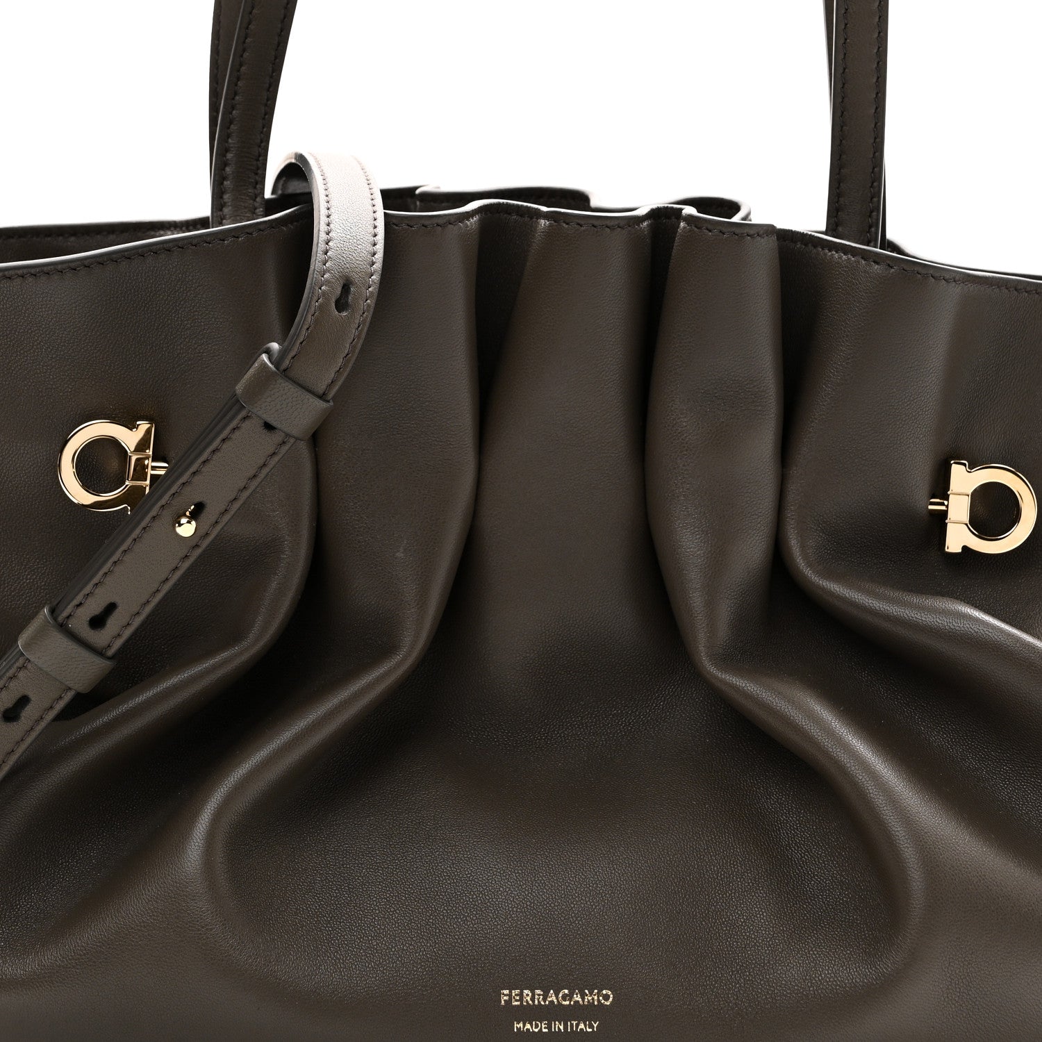 Salvatore Ferragamo Nappa Medium Soft Bag Cement 8 of 10