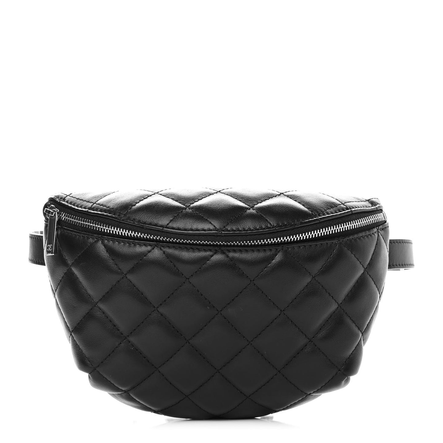 Lambskin Quilted Waist Belt Bag Black