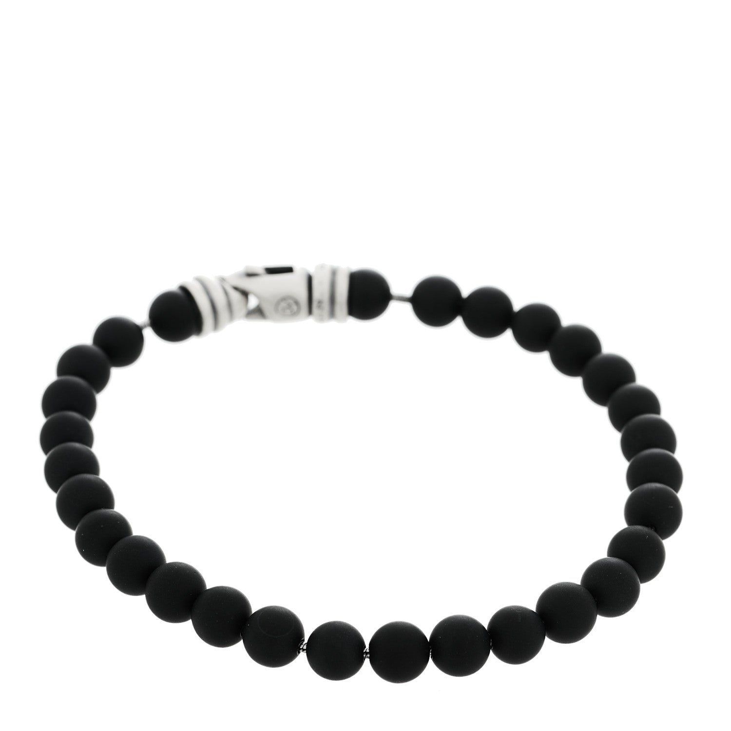 David Yurman Sterling Silver Black Onyx 6mm Spiritual Beads Bracelet 1 of 4