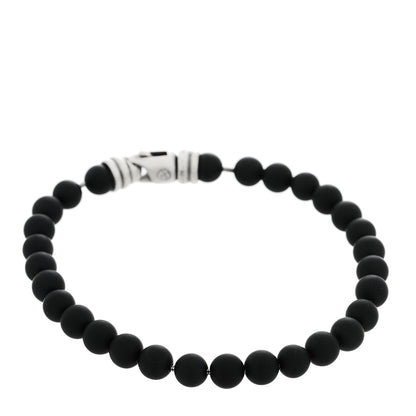 David Yurman Sterling Silver Black Onyx 6mm Spiritual Beads Bracelet 1 of 4