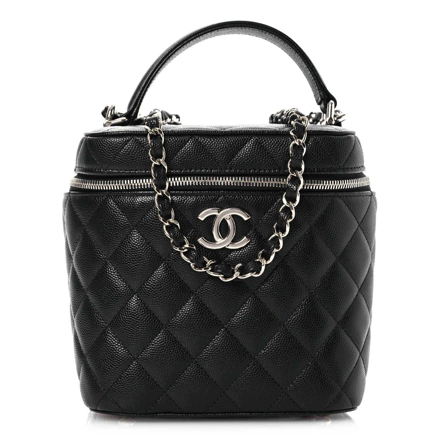 Chanel Caviar Quilted Small Top Handle Vanity Case With Chain Black Black 1 of 10