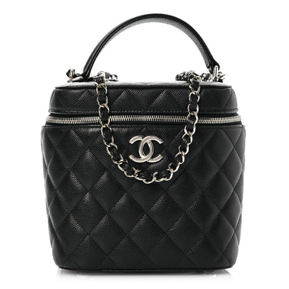 Chanel Caviar Quilted Small Top Handle Vanity Case With Chain Black Black 1 of 10