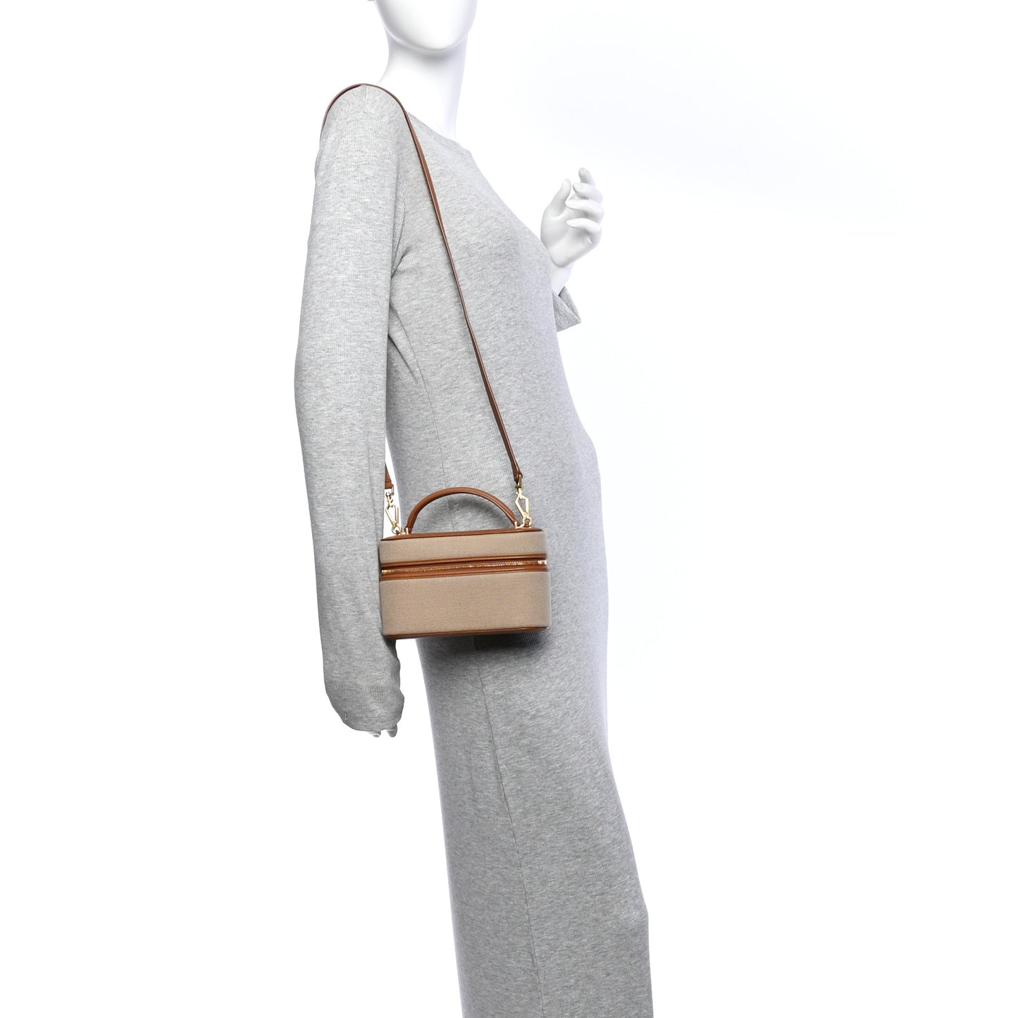 Canvas Calfskin Mini Gaby Vanity Case Desert Dust Brick