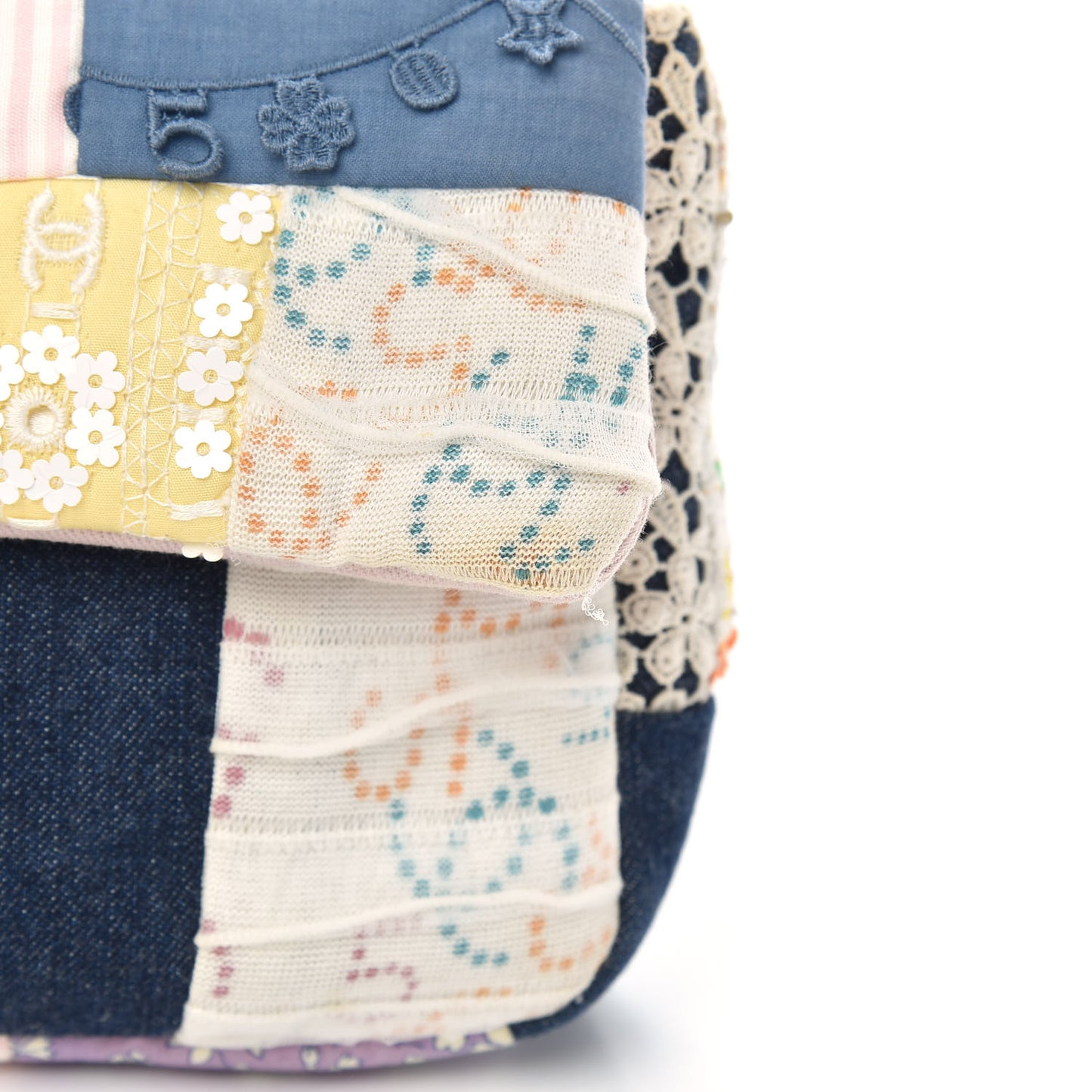 Fabric Patchwork Medium Flap Bag Pink