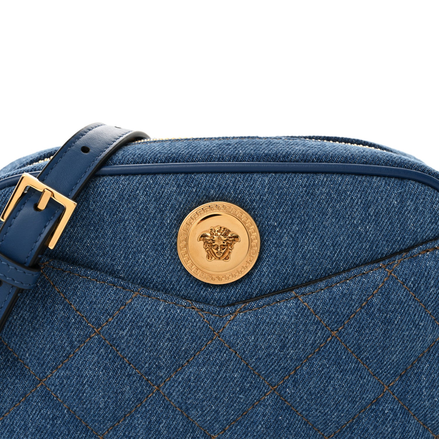 Versace Denim Quilted La Medusa Camera Bag Blue 1756668 – FASHIONPHILE