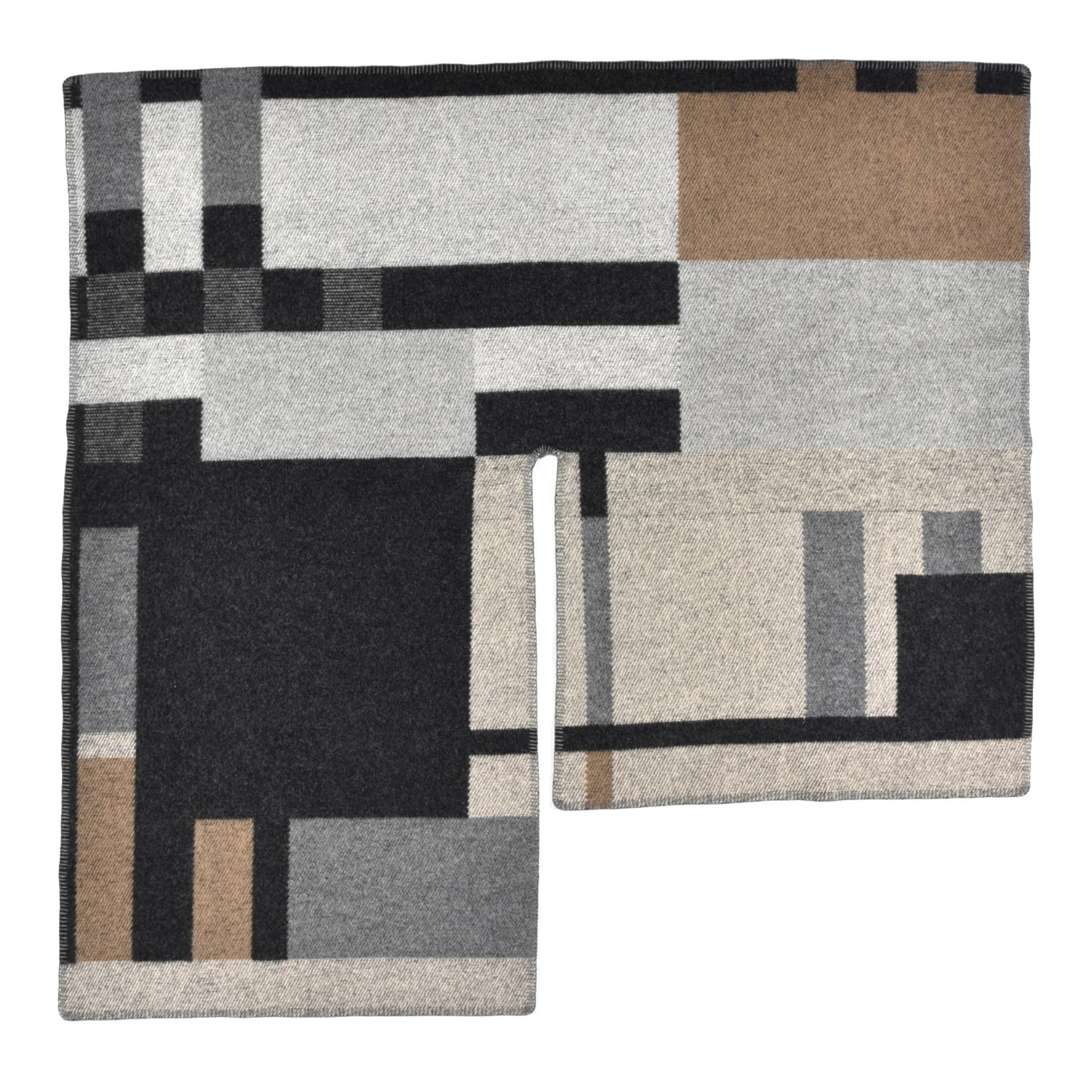 Cashmere Wool Mega Check Cape Scarf Scarf Natural