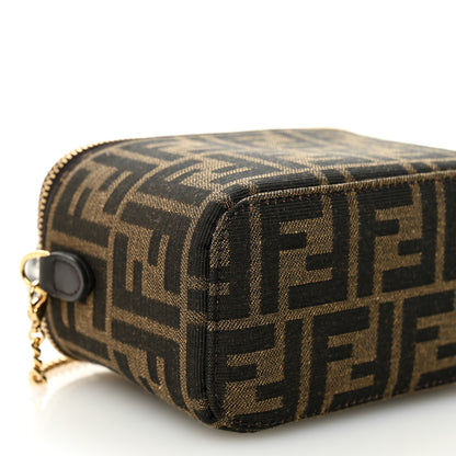 Fendi Vitello Grace Jacquard FF MIni Vanity Bag Tobacco Brown 9 of 10